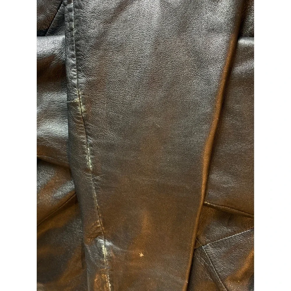 Wilsons Leather Pelle‎ Studio Black Leather Jacket Stand Collar Zip Womens Large